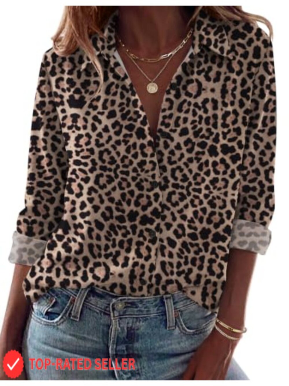 Women's Button Down Blouse Long Sleeve Turn Down Collar Dressy Casual Top